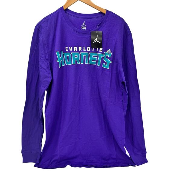 Charlotte Hornets T-Shirt Mens XLT Long Sleeve Nike Air Jordan Jumpman NEW - Picture 1 of 7